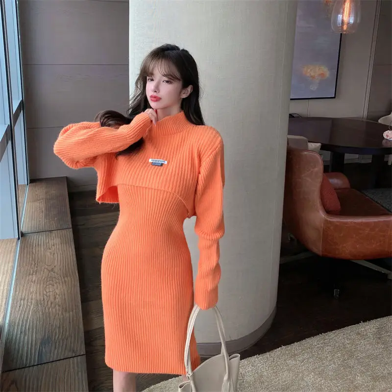 

Women Solid Color Casual Tops and Long Pencil Skirt Female Skinny Outfit Suit Two Piece Set Ladies Slim Skirt Two-Piece Set G274