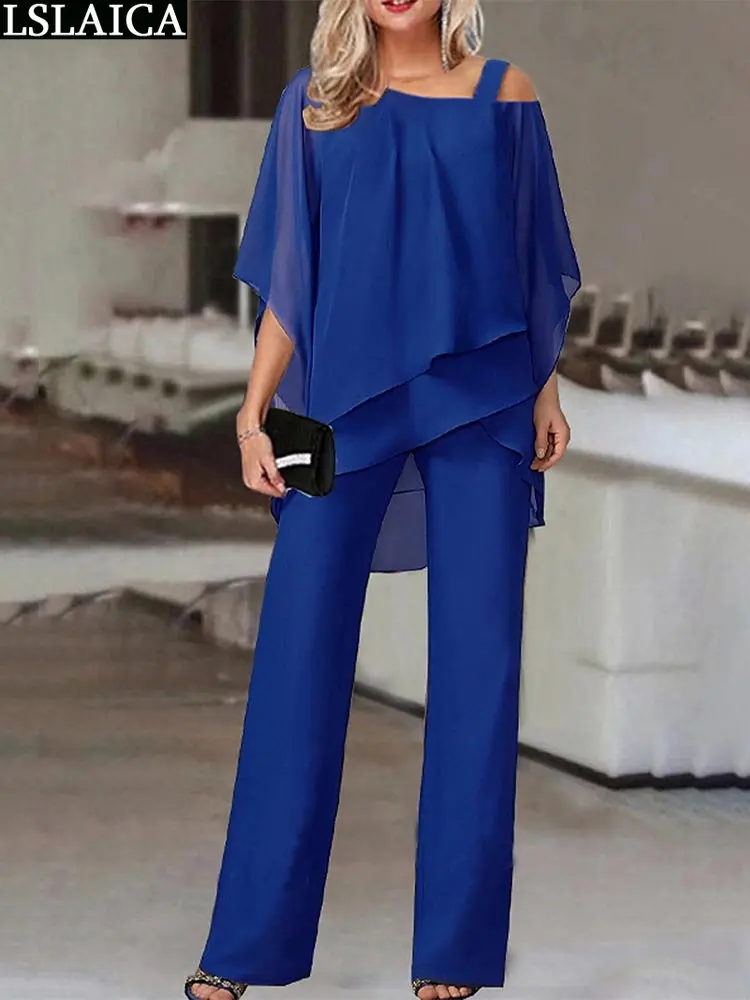 

Casual Womans Clothing Batwing Sleeves Blouse Trouser Sets Summer Women's Outfits Fashion Elegant Loose Two 2 Pieces Set Suits