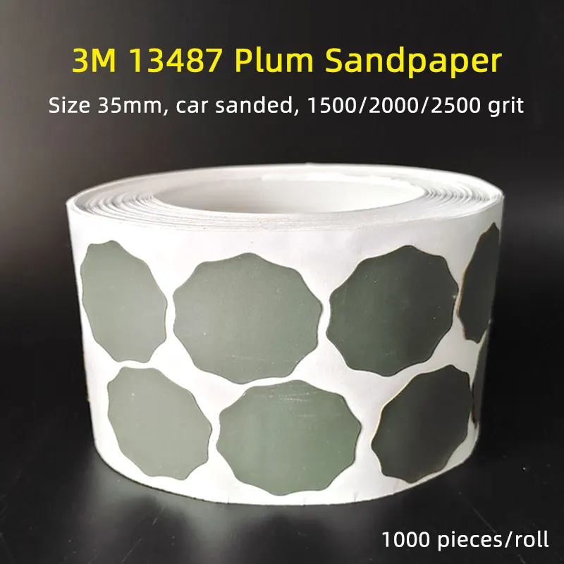 3M 401Q Plum Blossom Sandpaper Roll 1 Inch Round Point Sanding Disc Car Paint Surface Fine Grinding 2000 Grit Back Glue 35mm