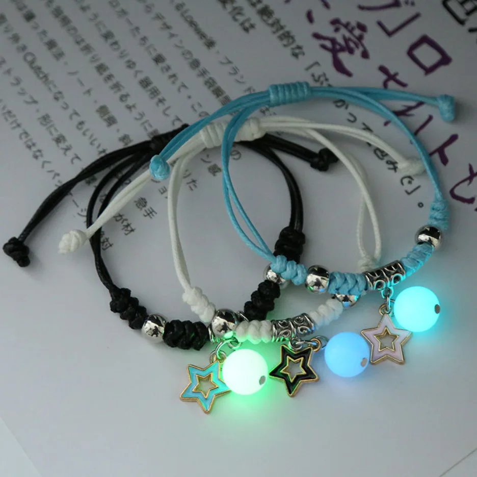 

3pcs/Set Family Friendship Luminous Bracelet Butterfly Heart Cross Star Clover Adjustable Jewelry Bracelet Couple Lover Gift