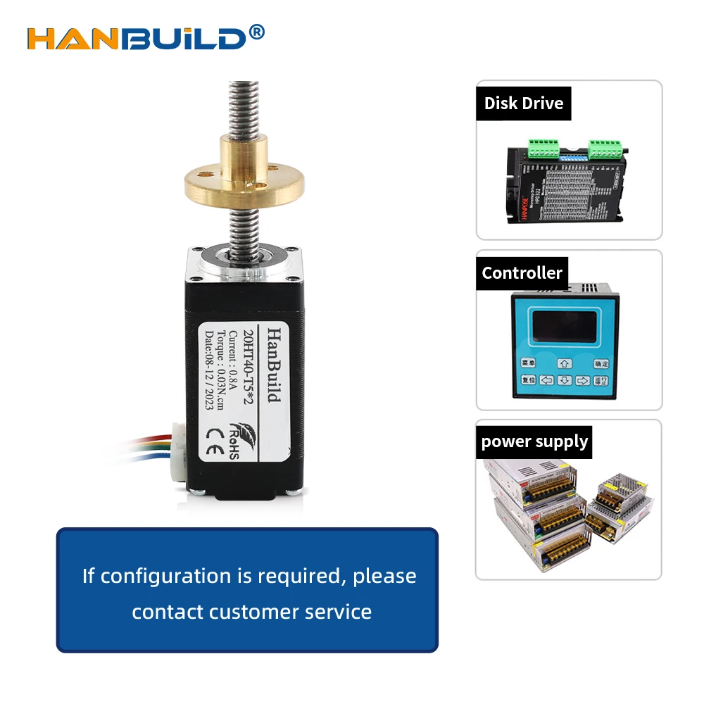 NEMA 8 20HT34-T5*2 0 А 021 Нм Трапециевидный шаговый двигатель Длина L50 мм-150 мм с ЧПУ для