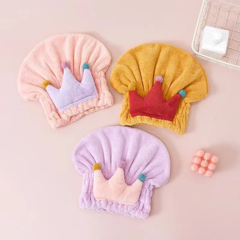 

Cute Hooded Towel for Kid Girl Korean Fashion Crown Big Bow Princess Hair Towel Thicken Coral Fleece Chidren Towel Bath Stuff