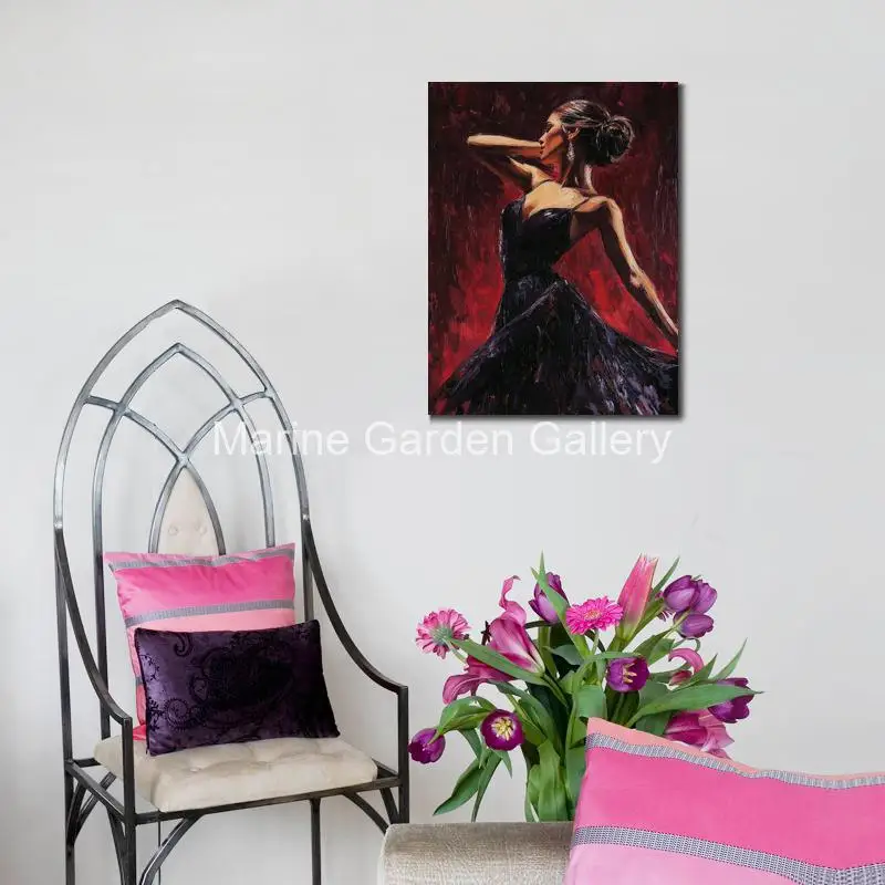 Современное изображение Холст Искусство фламенко танцор ручной работы масляная