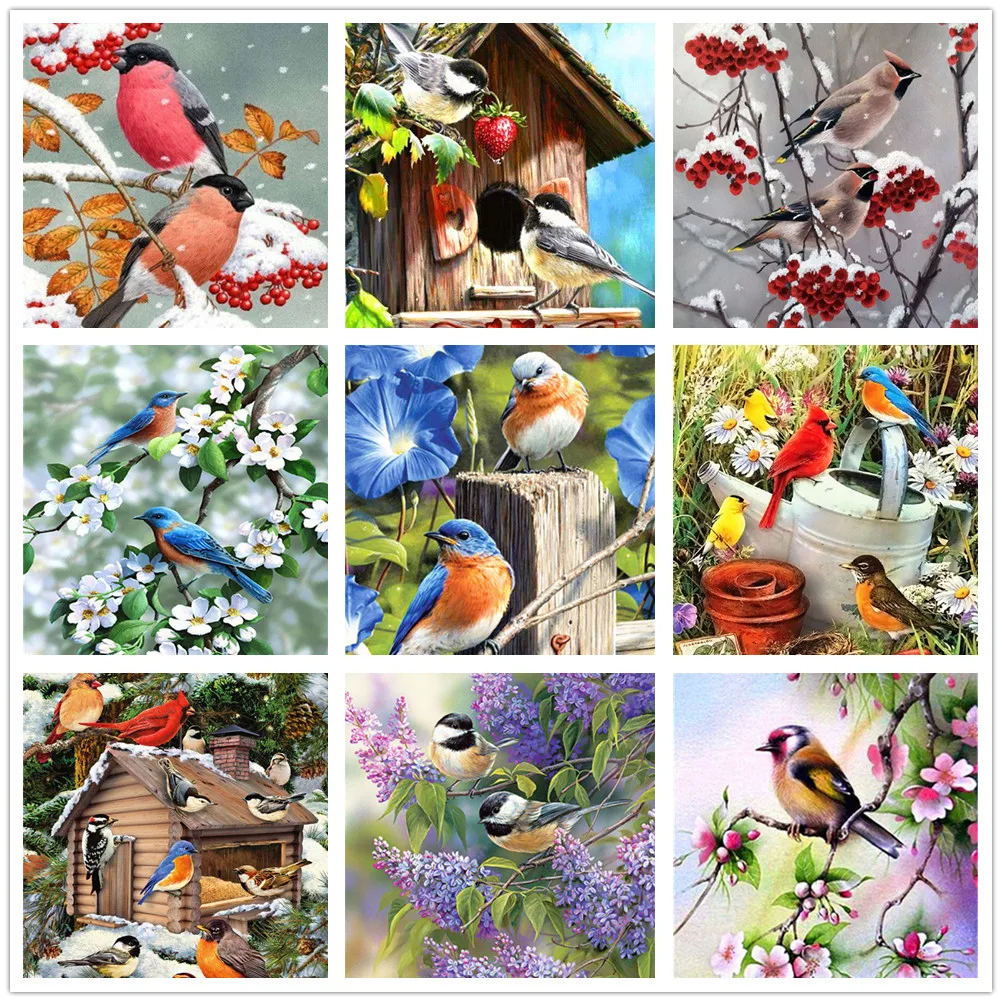 Алмазная 5D живопись Птичий пейзаж сделай сам вышивка с Зимним Пейзажем мозаика