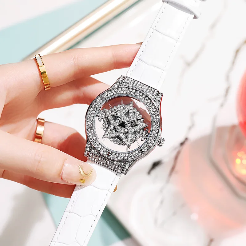 

2022 Diamond Watches Women Famous Brand Fashion Rotation Women Wrist Watch Ladies Stainless Steel Female Clock Relogio Feminino