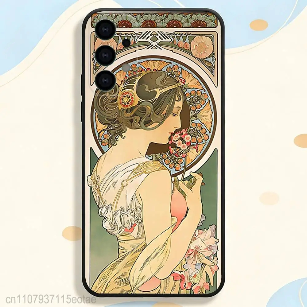 Фото Чехол для телефона ART Alphonse Mucha для Samsung S26 S24 S22 S25 Ultra S9 S20 FE S23 Plus S10 S21, противоударный чехол-накладка №4
