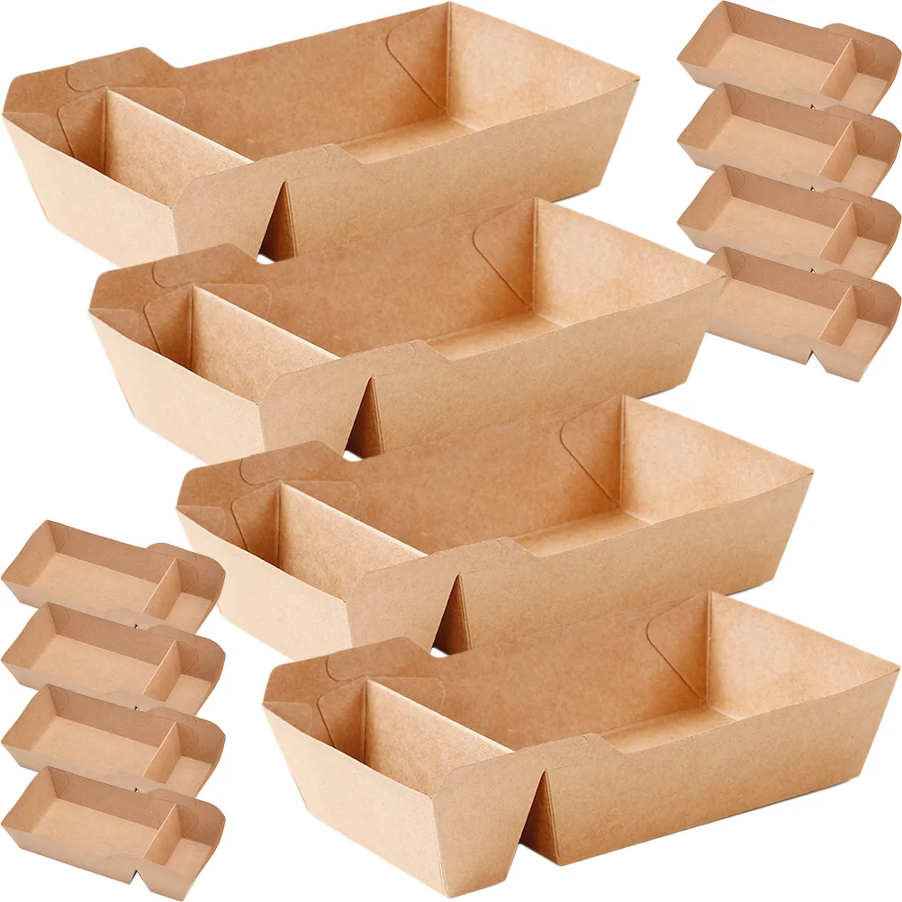 

50 Pcs Kraft Paper Snack Box Biscuit Container Fried Snacks Oil Proof Cup Tray Party Bucket Takeout Containers Candy