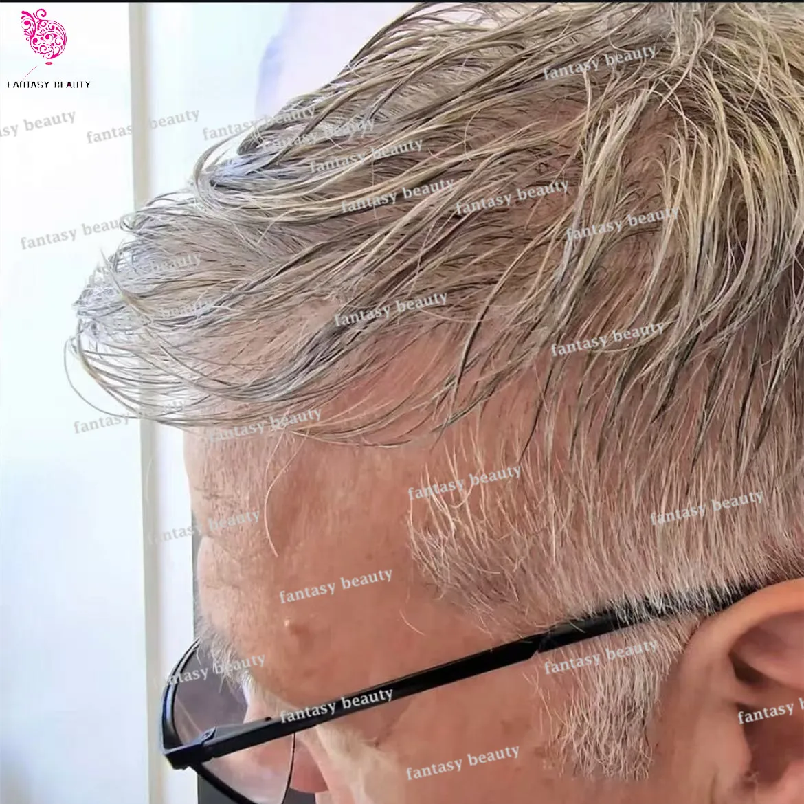 Необнаружимый мужской парик из натуральных волос черный серый 1B65 0 02 мм