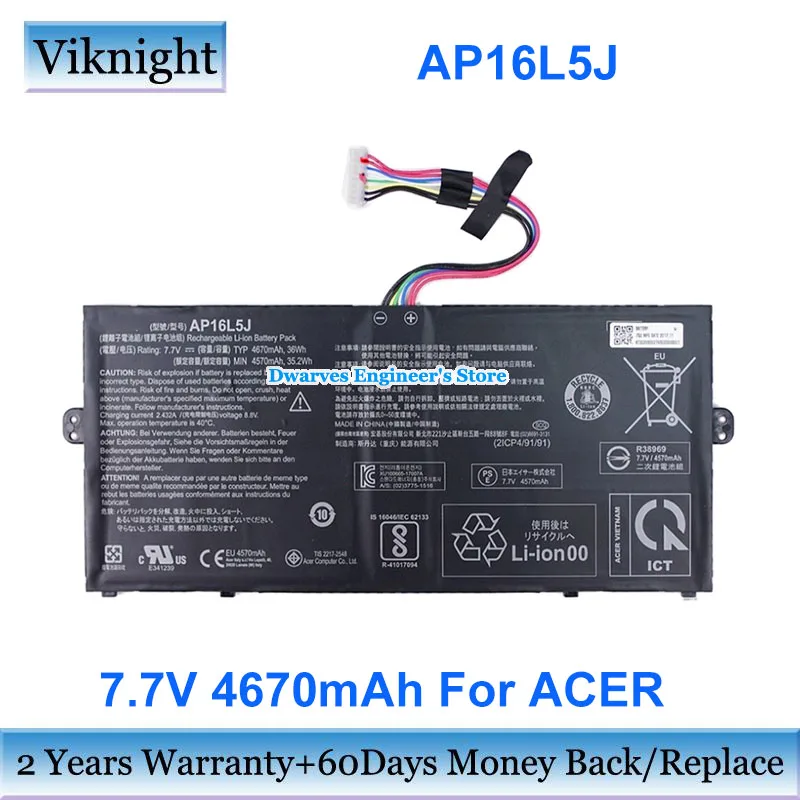 

7.7V 4670mAh 36WH For ACER AP16L5J AP16L8J Battery For Aspire SWIFT 5 Series SF514-52T Spin 1 SP111-31N TravelMate X514-51