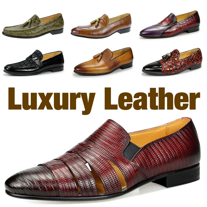 Luxury Genuine Leather Men Loafers Summer Casual Shoes Comfy Slip-on Fashion Drive footwear Boat Shoes Breathable Casual Shoes