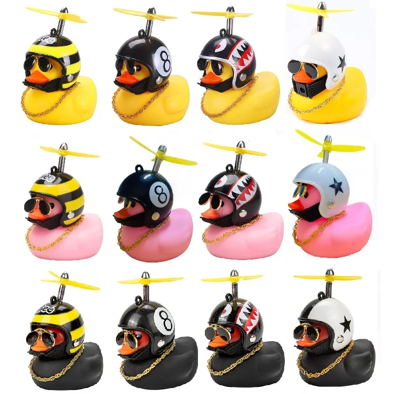 

Car Cute Little Yellow Duck with Helmet Propeller Wind-breaking Duck Auto Internal Decoration Car Ornaments Accessories Kids Toy