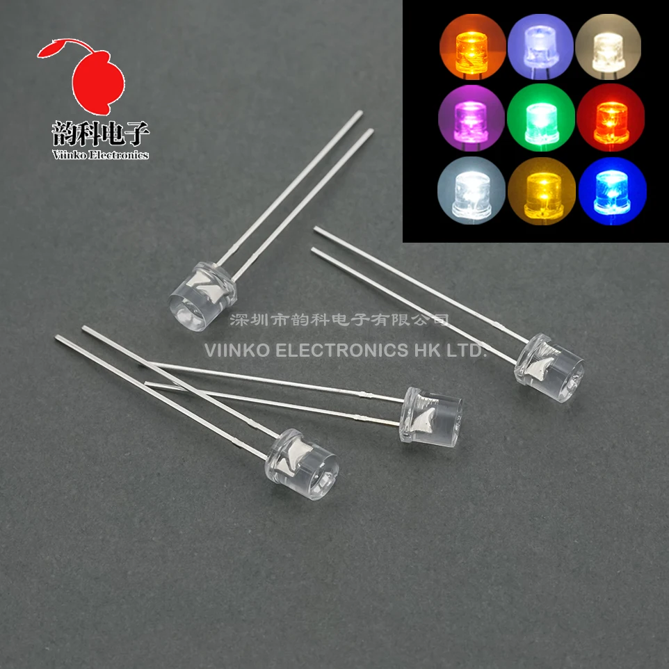 100 шт. 5 мм плоская верхняя белая красная желтая синяя Зеленая лампа в