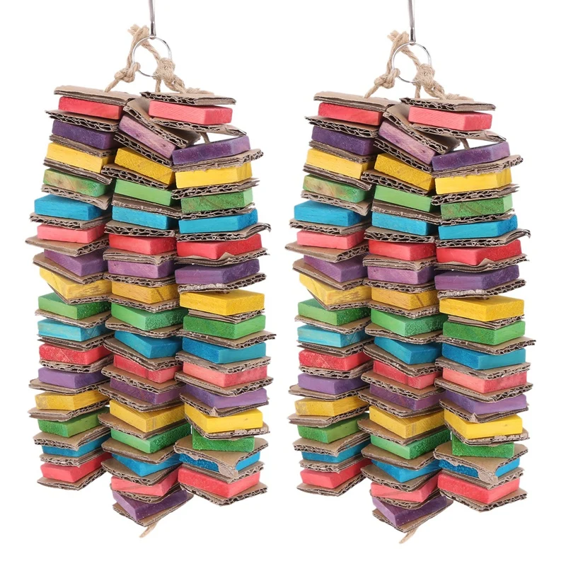 

2X Parrot Toys For Large Birds Cardboard Big Bird Toys African Grey Parrot Toys Natural Wooden Bird Cage Chewing Toy