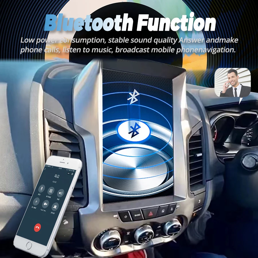 256 ГБ ПЗУ Tesla Style Android 13 Экран для Ford Ranger 2012-2016 Автомобильный радиоприемник Стерео DSP