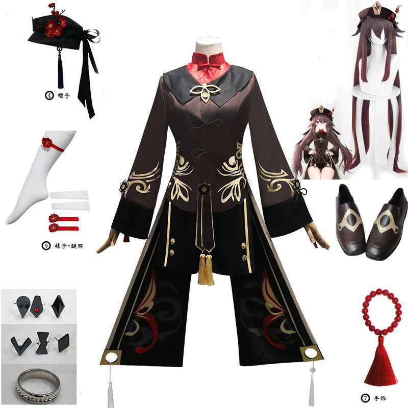 Genshin Impact Hu Tao косплей Женский костюм Хэллоуин Карнавальная одежда Hutao для девочек -