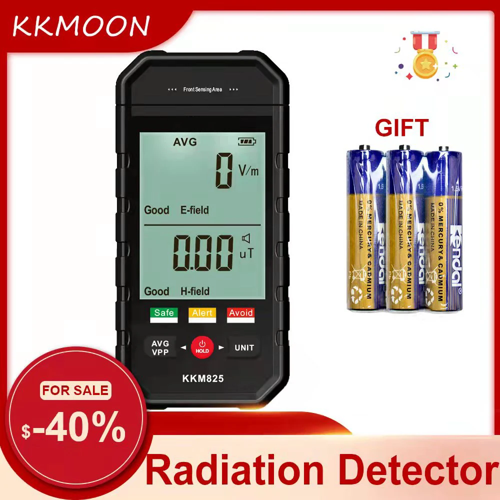 

Тестер электромагнитного излучения KKmoon KKM825, измеритель уровня электромагнитного излучения с большим ЖК-дисплеем и сигнализацией, индикато...