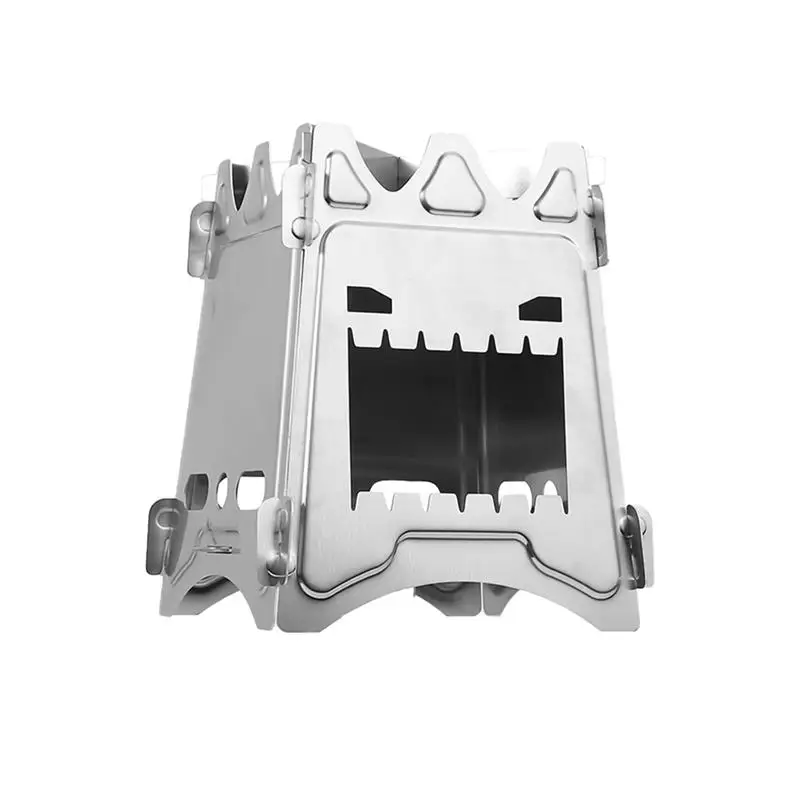 

1PC Portable Firewood Stove Household Cookware Barbecue Grill Camping Stove Stainless Steel Camping Stove for Outdoor Yard