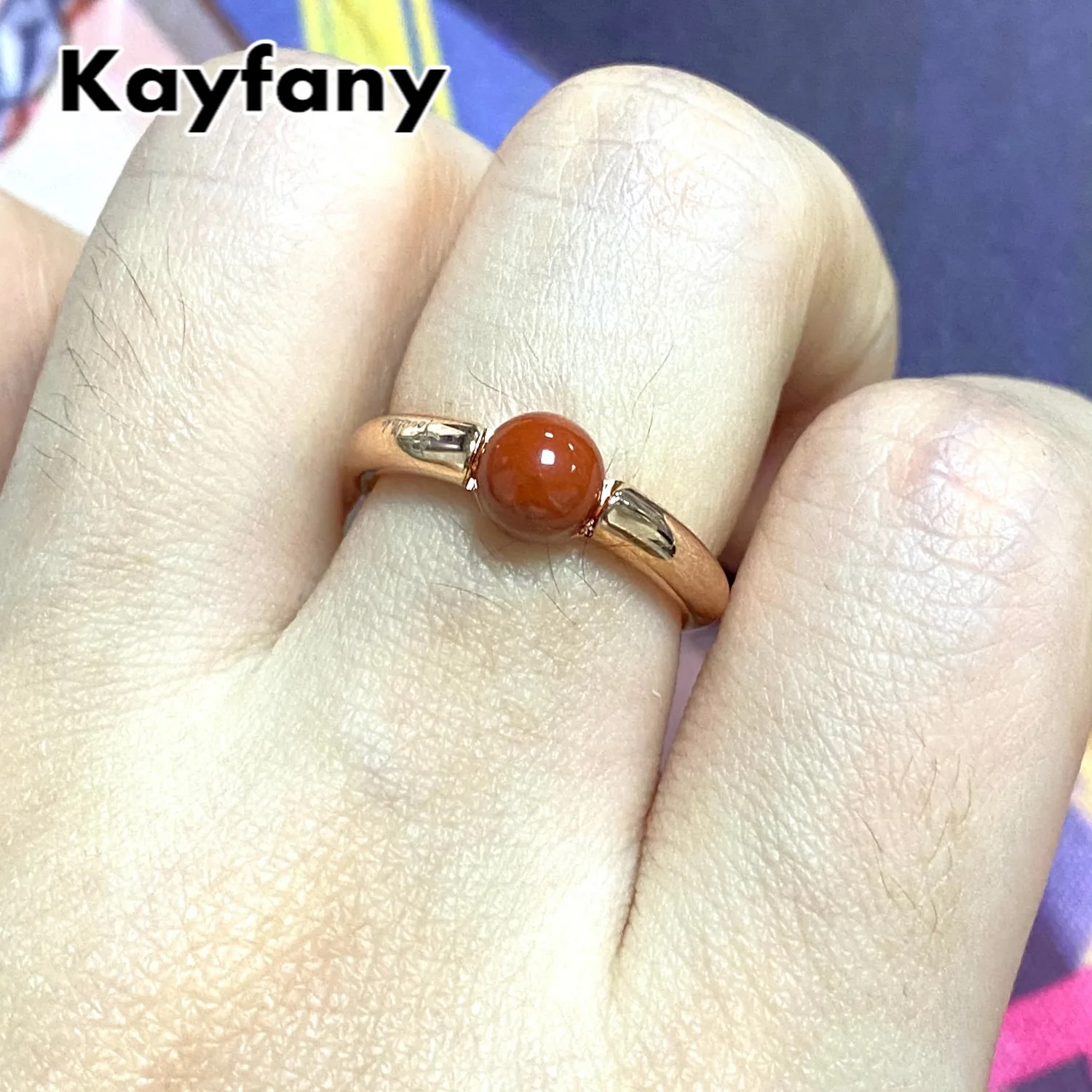 

Pomellato Ring 23 Colors Simple Candy Round Ring Rose Gold Plated Natural Red Coral Ring For Women Birthday Gift