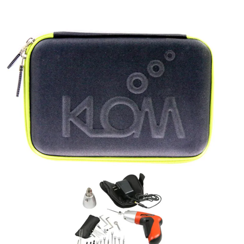 

Klom Locksmith Tools Rechargable Cordless Electric Lock Pick Gun Drill Lock Tool Kit full Sets