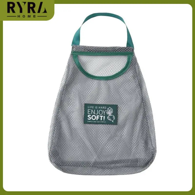 

Reusable Storage Net Bag Wall-mounted Breathable Mesh Bag Large Capacity Multi-purpose Hanging Mesh Bag Ginger Garlic