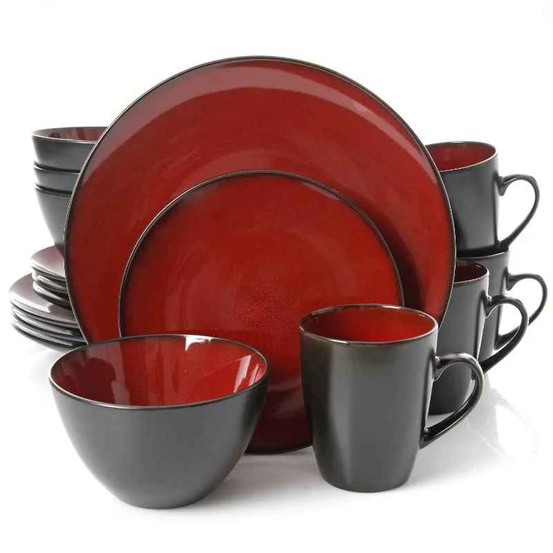

Soho Lounge Square 16 Pc. Dinnerware Set, Red