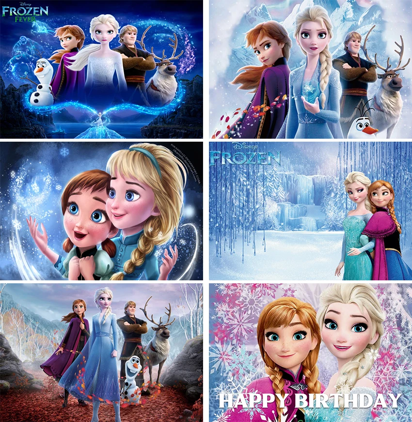 

Snow Queen Frozen Princess Backdrop Elsa Anna Winter Girl Birthday Party Photography Background Photo Booth Studio Props Banner