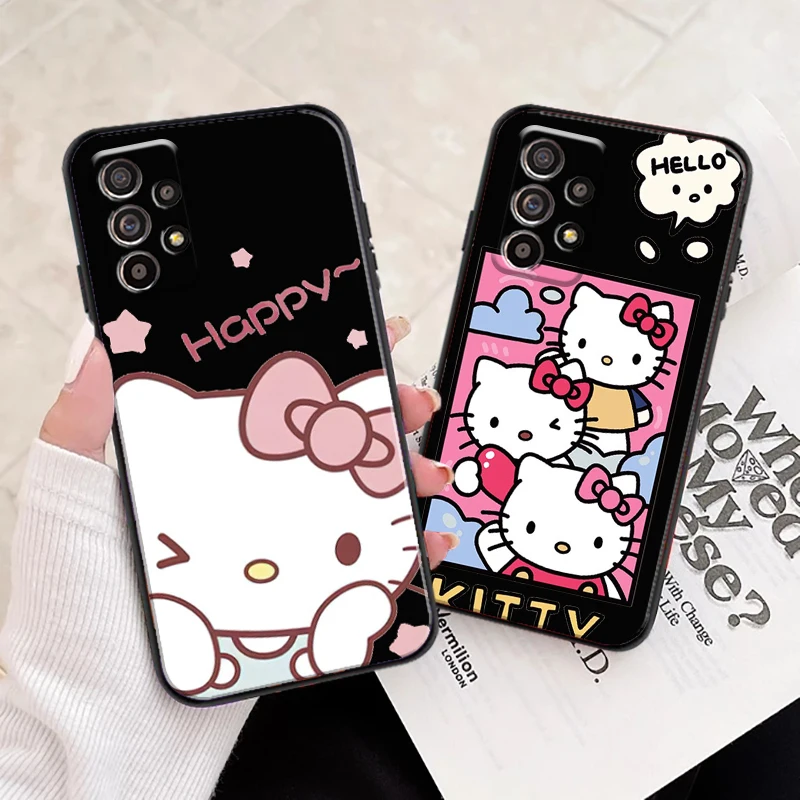 

Hello Kitty Cute For Samsung A11 A21S A31 A32 A41 A51 A71 A52 A72 4G 5G Phone Case Black Carcasa Funda Soft Coque
