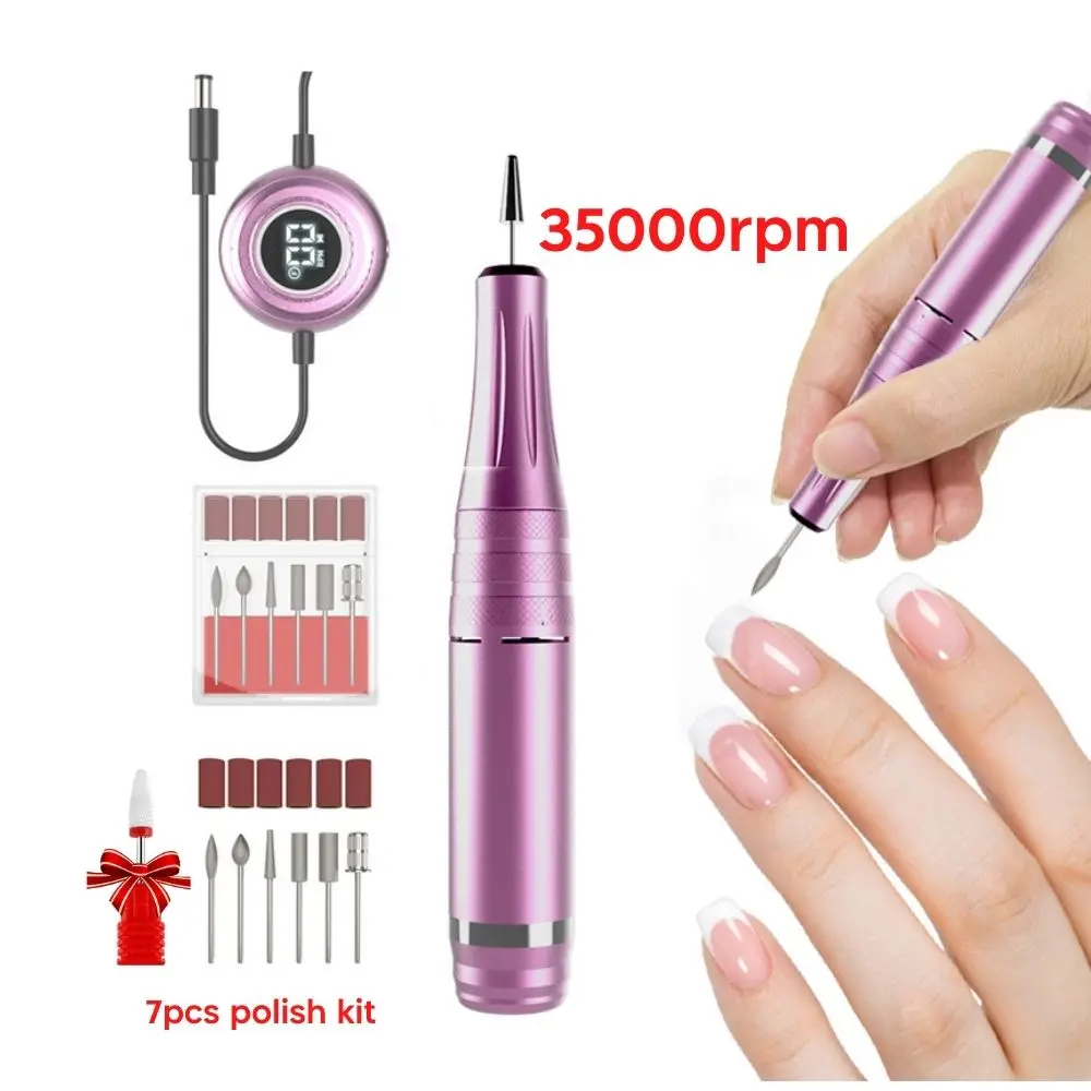 

Professional Nail Drill Machine Electric Polishing LCD Digital Display 35000RPM Nail Salon Sander Pedicure 7pcs Drill Head kit
