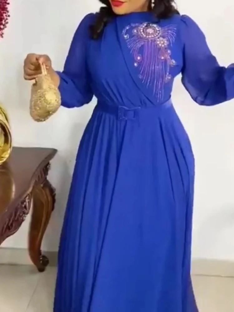 

Новинка 2022, африканские бриллиантовые платья, женское шифоновое длинное платье для свадебной вечеринки, Африканский наряд для женщин