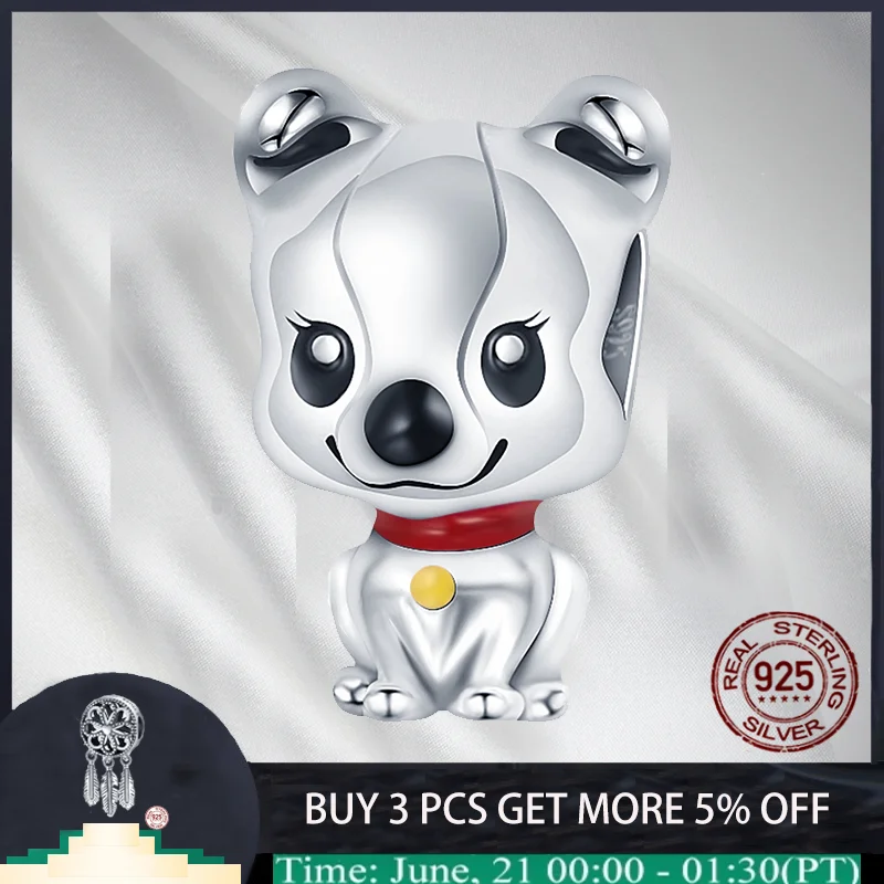 

HOT 925 Sterling Silver Cute 3 Color Puppy Beads Charms Fit Original Pandora Bracelets Bangle Diy Making Jewelry Gif