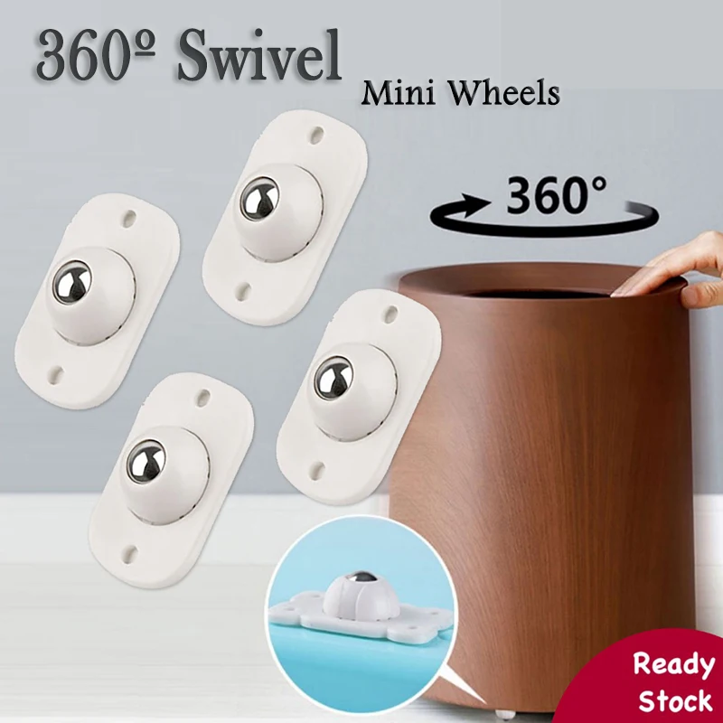 

Self Adhesive Caster Wheels Mini Swivel Wheels Stainless Steel Universal Pulleys for Bins Bottom Storage Box Furniture Trash Can