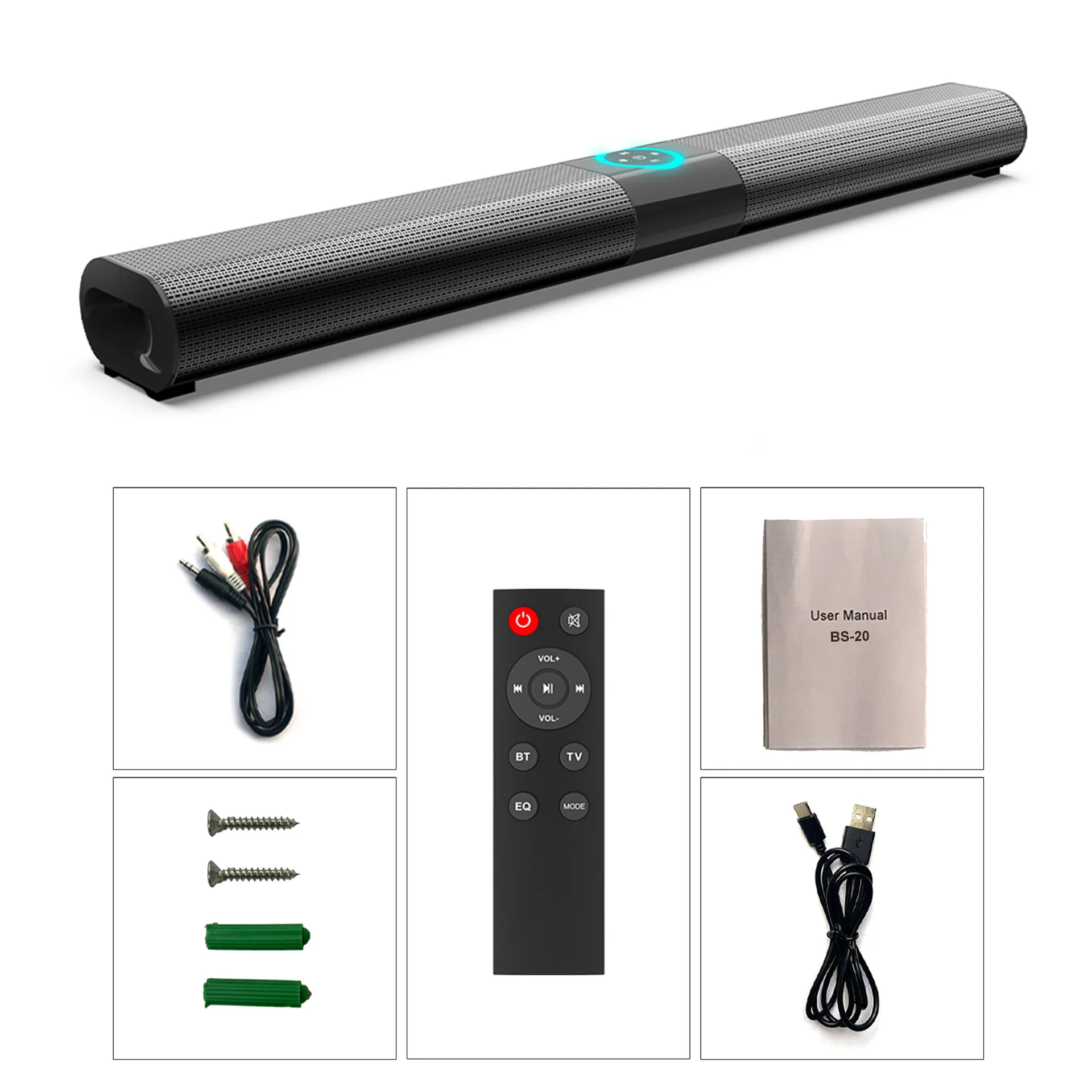 Bluetooth speaker wall-mounted remote control home theater RGB lights soundbar sound bar audio