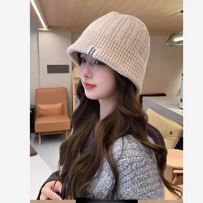 Шерстяная шапка Muj с принтом женская осенне-зимняя теплая вязаная рыбацкая