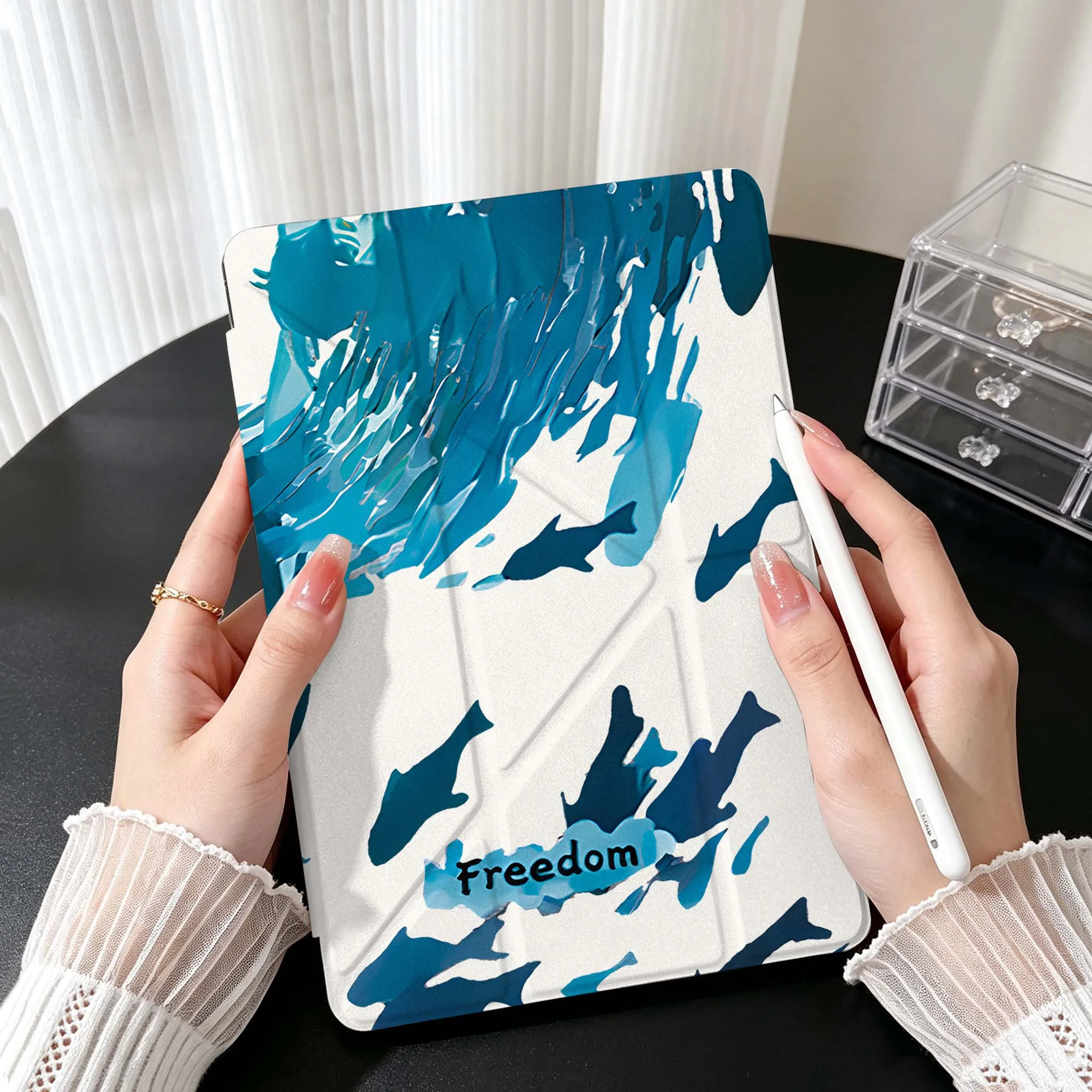 Фото Прозрачный Y-образный складной чехол Blue Wave Cloud для Samsung Galaxy Tab A9 A8 A11 S6 S7 S8 S9 S10 FE Plus Lite №2