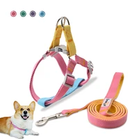 step in dog harness and leash set adjustable pet harness soft nylon dog leash for small medium dogs