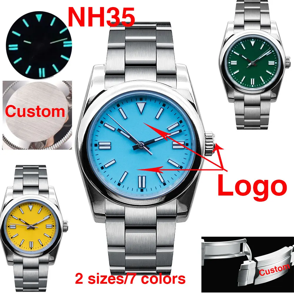 Pаспродажа Часы наручные NH35 мужские стерильные, автоматические механические светящиеся водонепроницаемые с сапфировым стеклом, 36 мм/40 мм