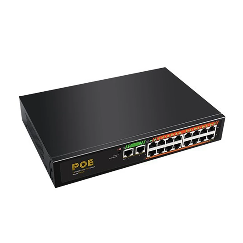 

1 Set TXE046 16-Port 100Gbe + 2-Port Gigabit Switch Unmanaged Poe Switch Power Supply Switch AC100-240V EU Plug