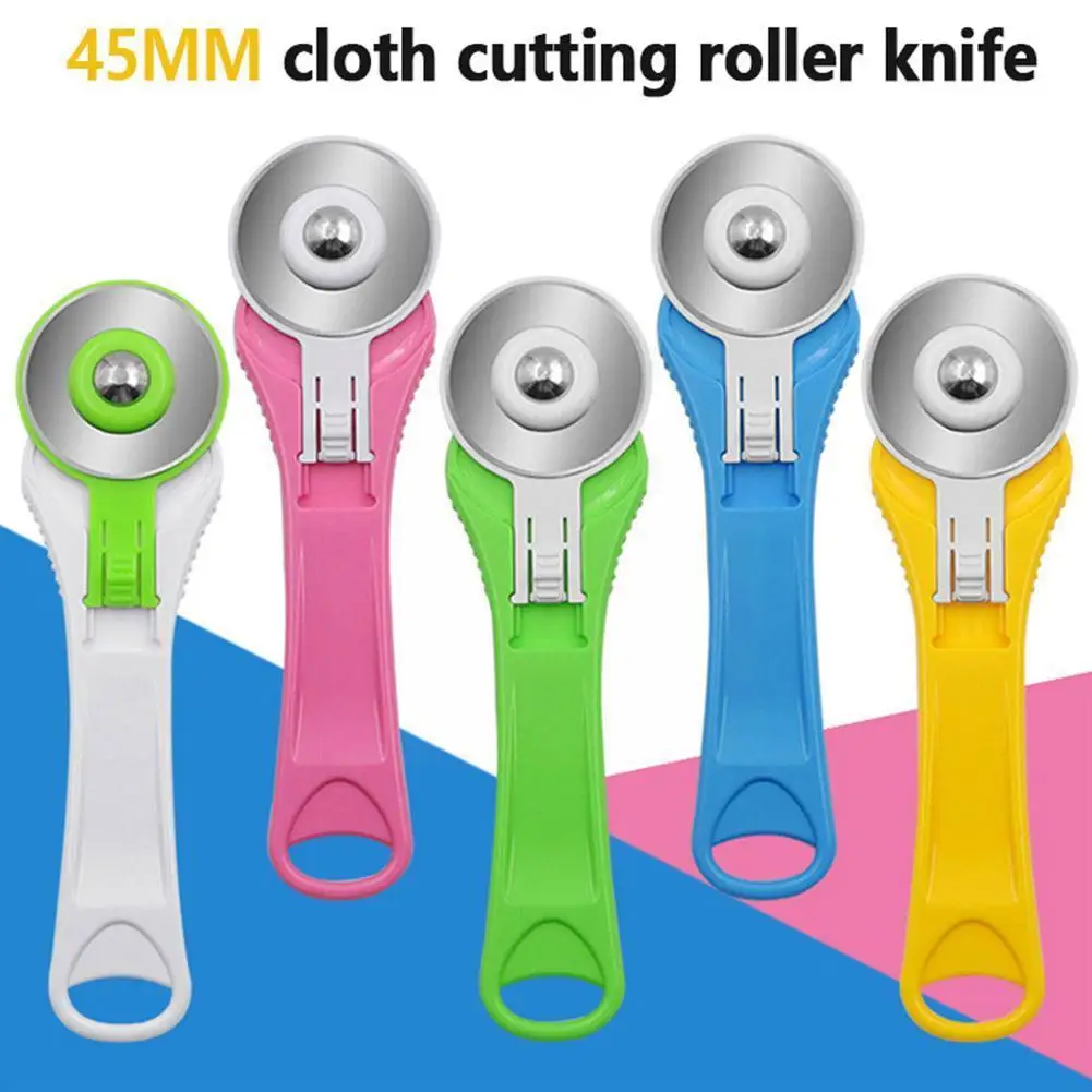 

Manual Cloth Cutter 45mm Pulley Cutter DIY Round Roller Rotary Wheel Knife Patchwork Tool T0H0