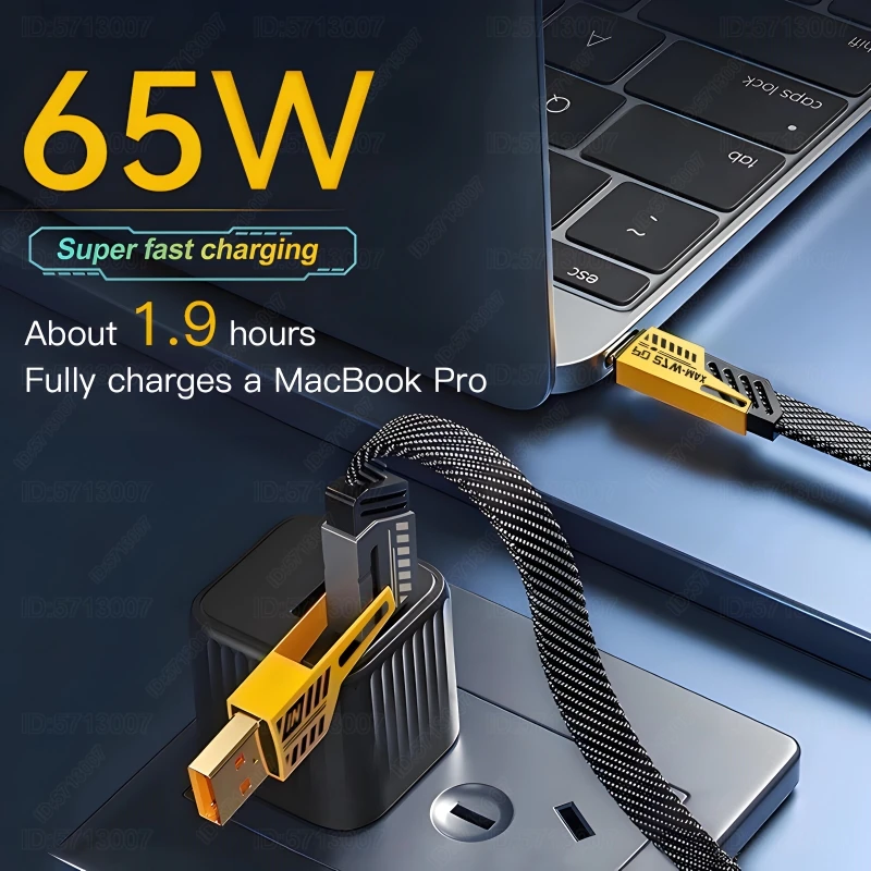 4в1 Type C to 65 Вт кабель для быстрой зарядки в стиле Mecha iPhone Samsung Xiaomi Redmi POCO OnePlus