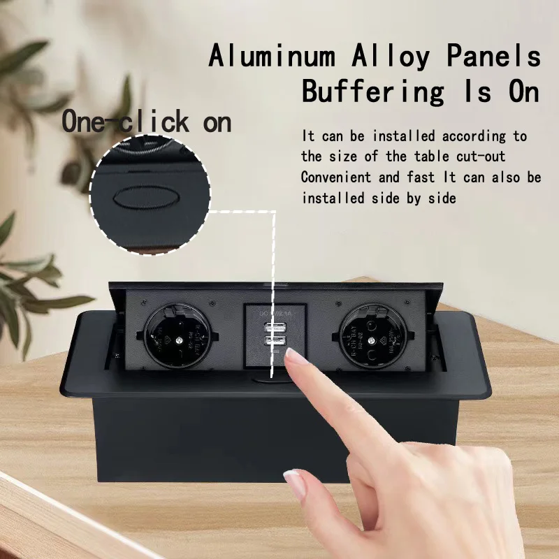 Всплывающая скрытая розетка 2 розетки USB-порта адаптер для быстрой зарядки