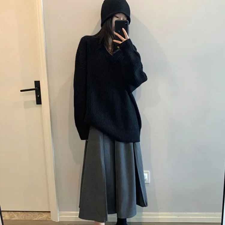 Женский свитер с v-образным вырезом фиолетовой звезды черный утолщенный мягкий и