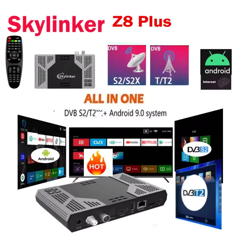 Фото 2026 Skylinker Z8 Plus Гибридная ТВ-приставка Android OTT+ DVB-S2+DVB-T2 HD 4K FTA с H265, 2+16 ГБ, 5G Wi-Fi, OTT DVB-S2 Спутниковый ресивер №5