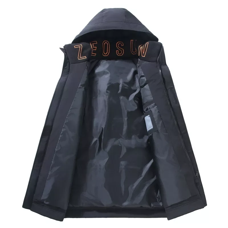 New2022 Jacket Men White Duck Down Hooded Warm Down Coats Mens Fashion Long Slim Fit Black Winter Jacket Men Casual Clothing