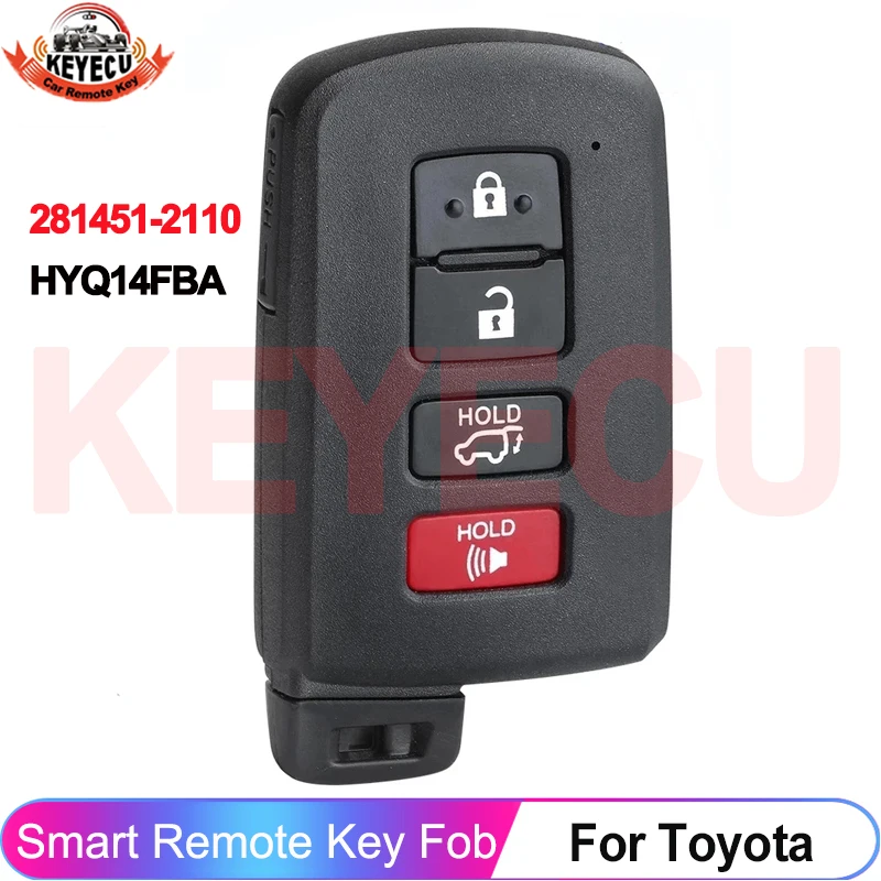 

KEYECU 281451-2110 HYQ14FBA для Toyota Highlander Kluger 2014 2015 2016 2017 2018 2019 Smart 4 кнопки дистанционного управления 89904-0E121
