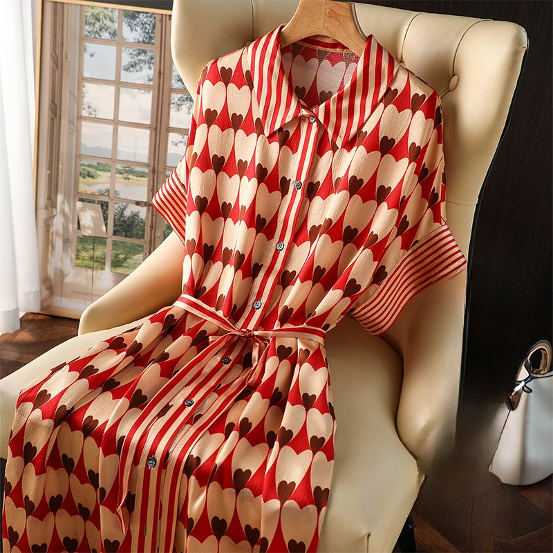 

Шелковые платья с принтом для женщин, новинка 2023, атласное свободное летнее Повседневное платье в полоску с коротким рукавом, женская одежда YCMYUNYAN