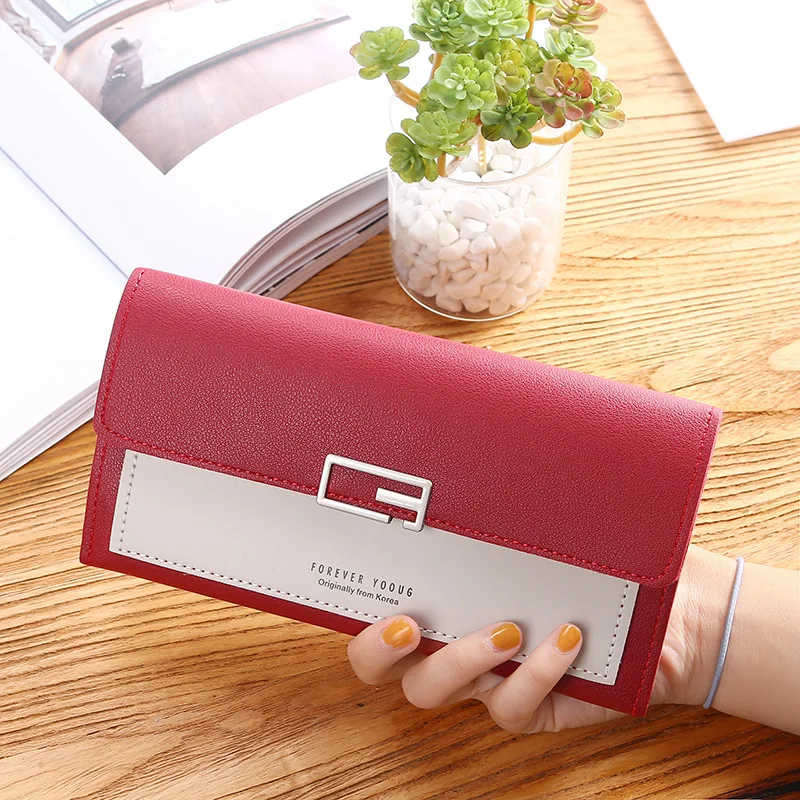 2023 new Korean version of ladies purse female clutch bag long 30% off wallet buckle multi-card coin purseLarge-capacity wallet