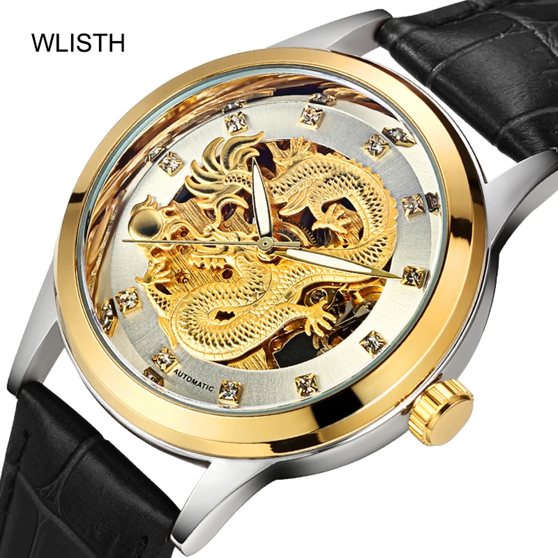 WLISTH Winner Watch Men Skeleton Automatic Mechanical Watch Gold Skeleton Vintage Man Watch Mens Watches Top Brand Luxury Gift
