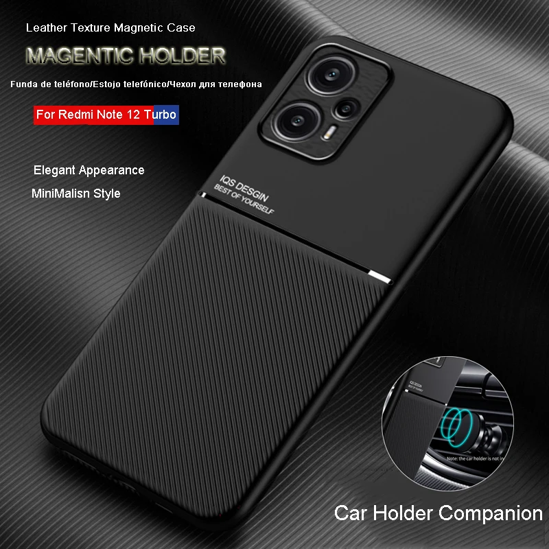 

For Xiaomi Redmi Note 12 Turbo Shockproof Case Magnetic Car Holder Leather Silicone Case for Xiaomi Redmi Note 12 Turbo Fundas