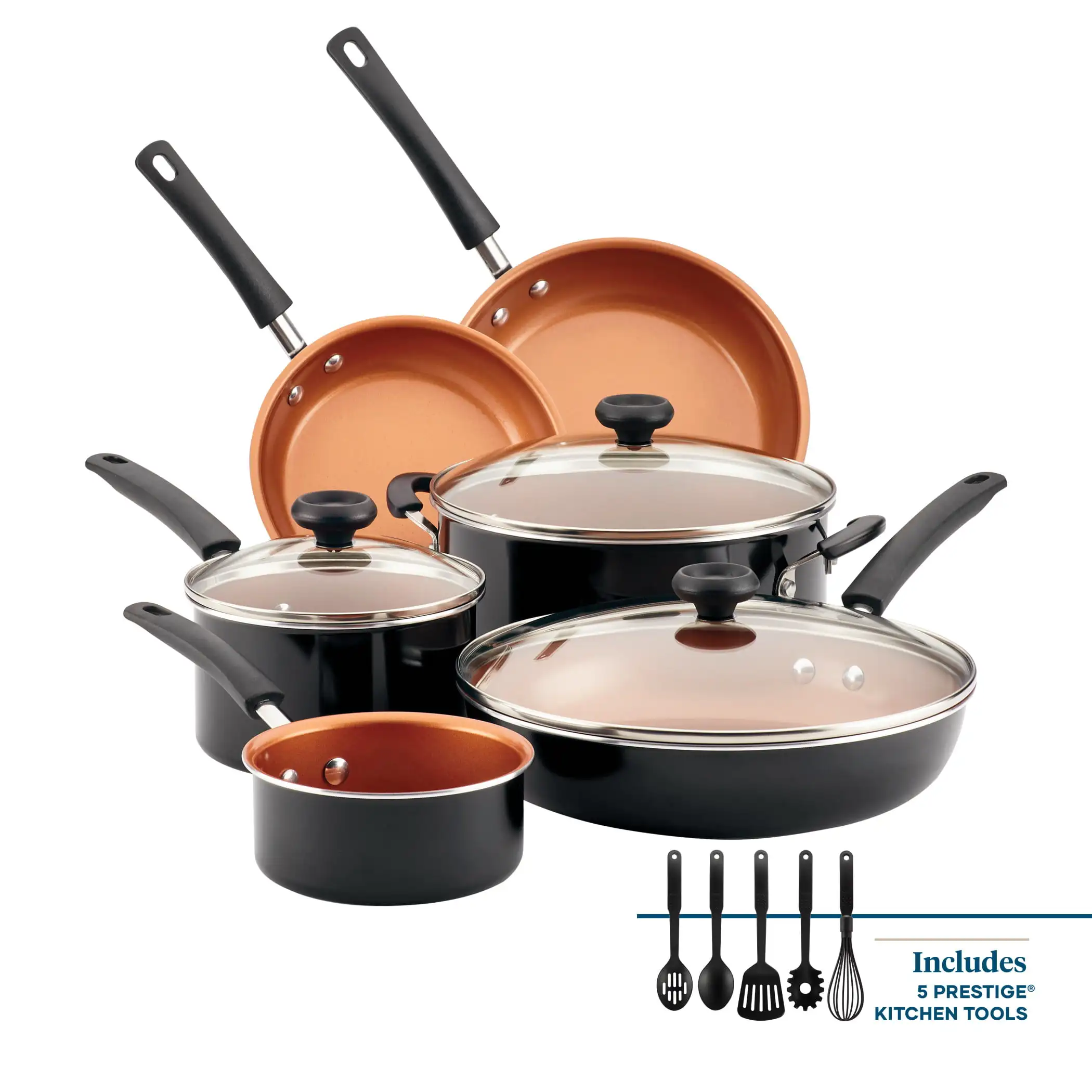 

14-Piece Easy Clean Pro Ceramic Nonstick Cookware Set, Black