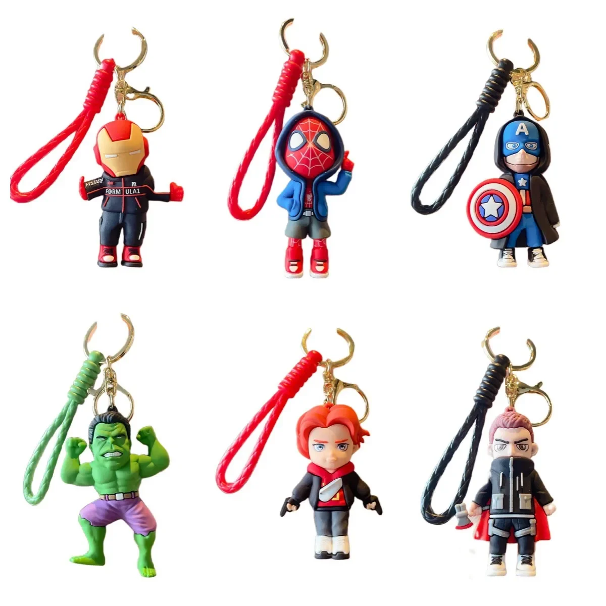 

Marvel Spider Man Cute Doll Keychain Action Figures Avengers Captain America Pendant Toys Kawaii Bag Car Keyring Birthday Gifts